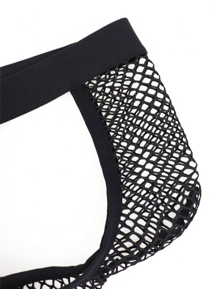 Men's Black Fashionable Mesh Backless Men's Briefs